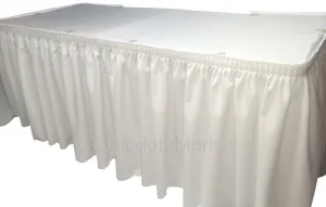 14' White Polyester Pleated Table Skirt Skirting  Wedding Trade Show Booth"