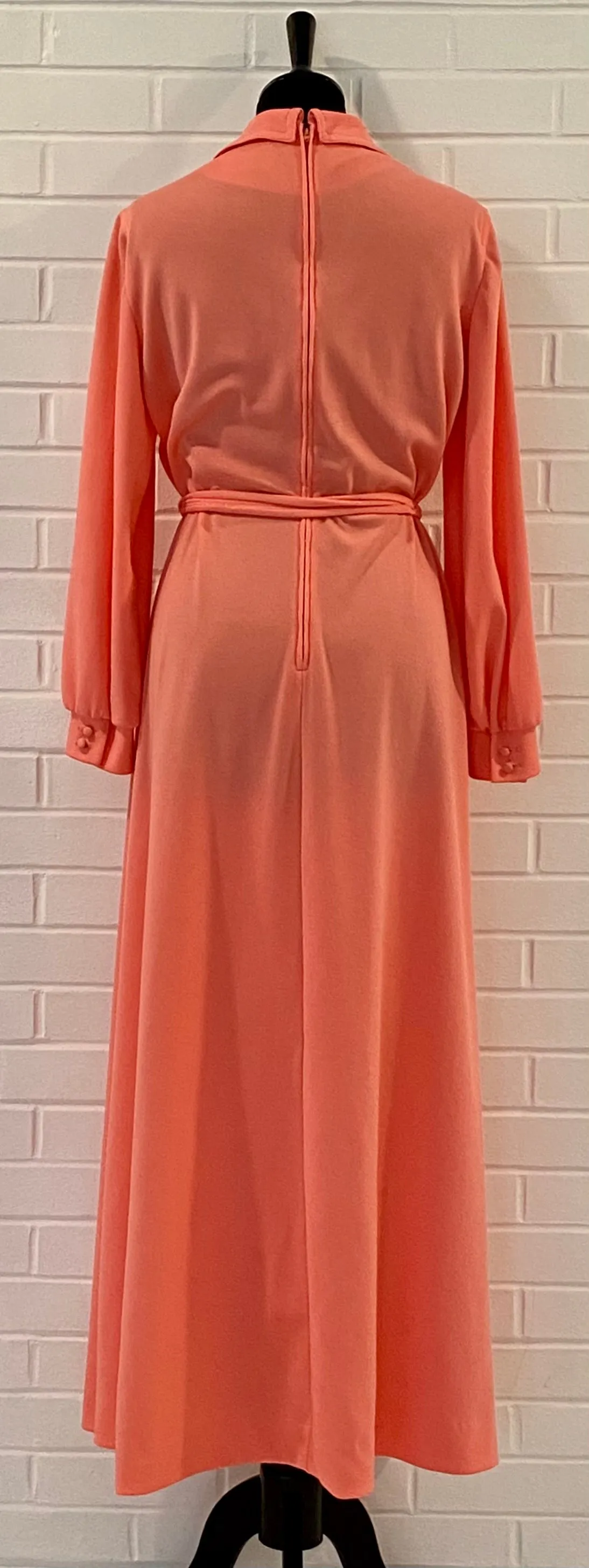 1970s Leslie Fay Coral Maxi Dress