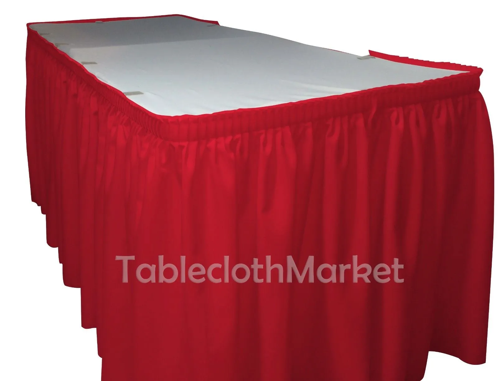 21' Polyester Pleated Table Skirt Red Skirting  Wedding Trade Show"