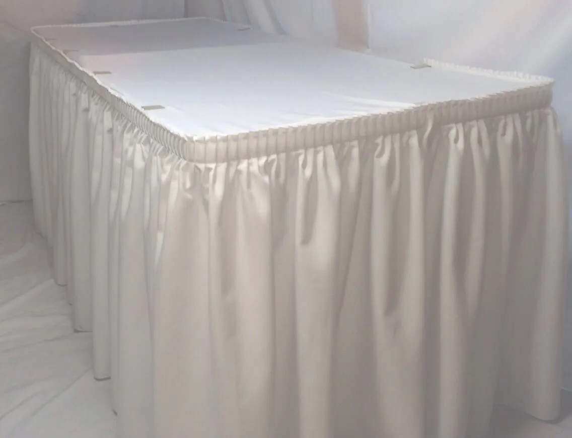 21' White Polyester Pleated Table Skirt Skirting  Catering Trade Show"