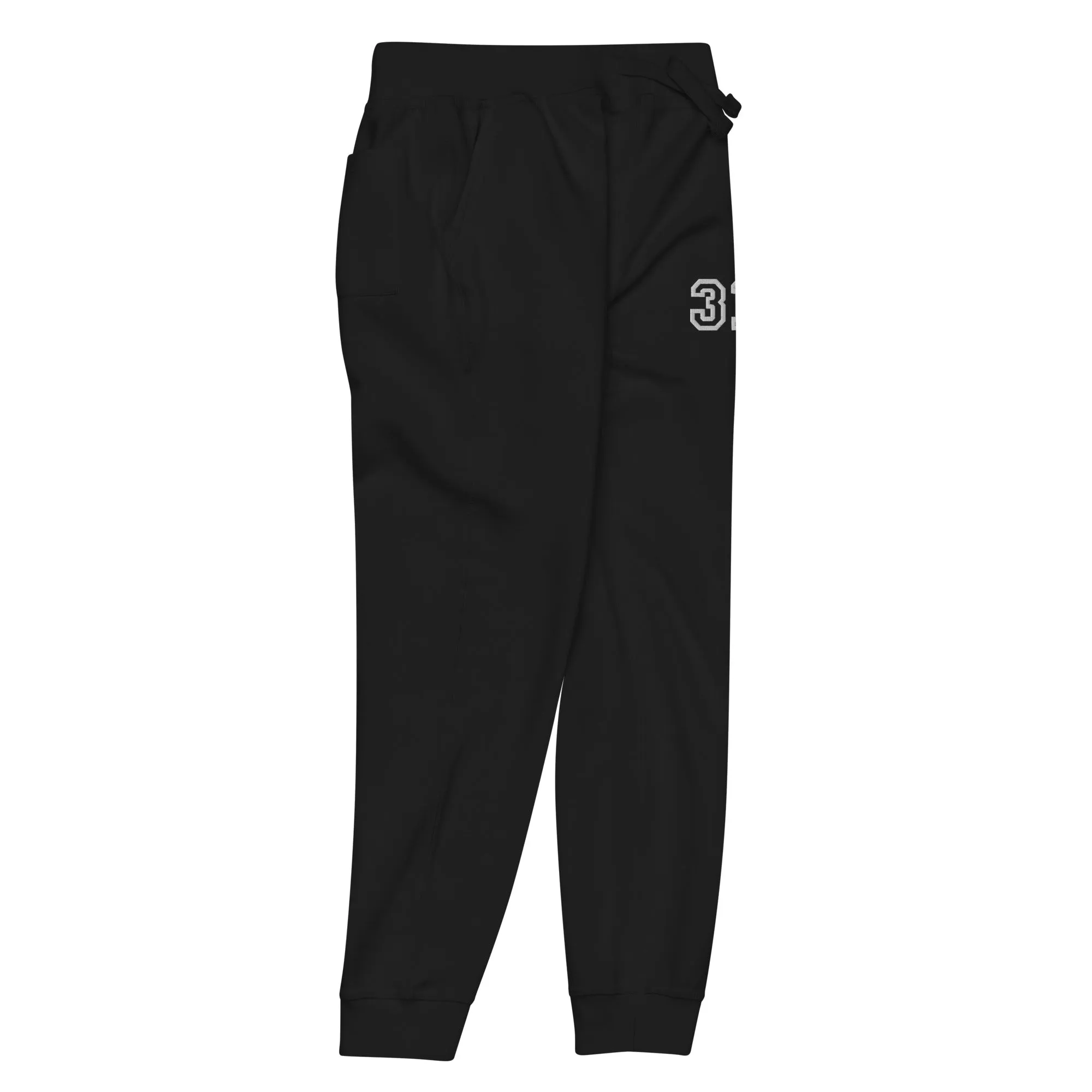 313 Premium Embroidered Unisex Fleece Sweatpants - Black / White