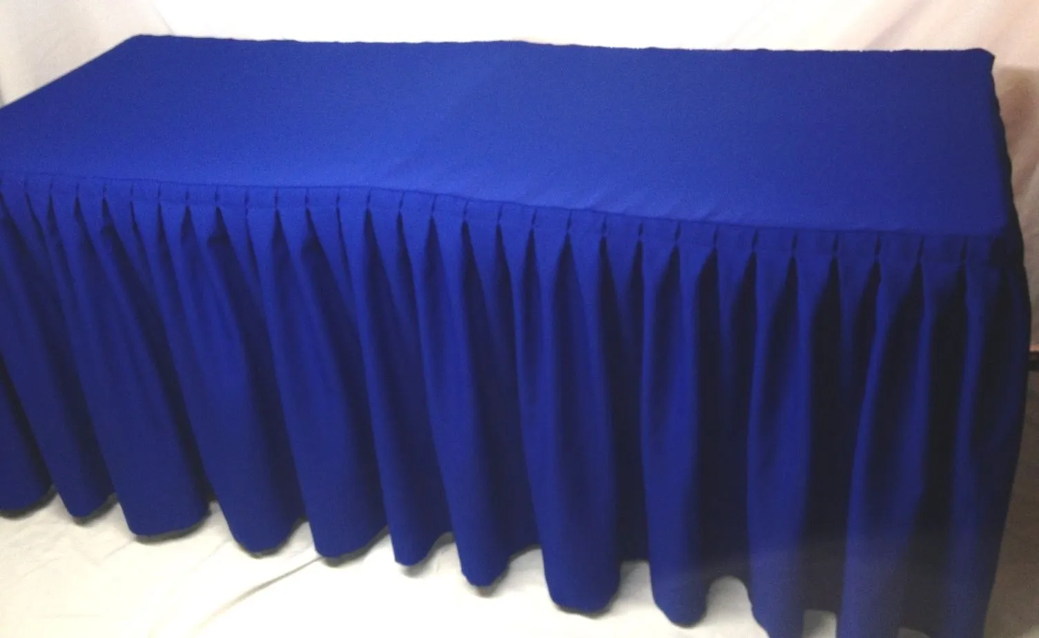 5' Ft. Fitted Polyester Double Pleated Table Skirt Cover W/top Topper Royal Blue"