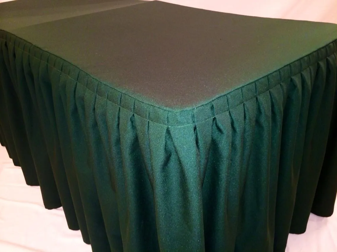 6' Ft. Fitted Polyester Double Pleated Table Skirting Cover W/top Topper Green"