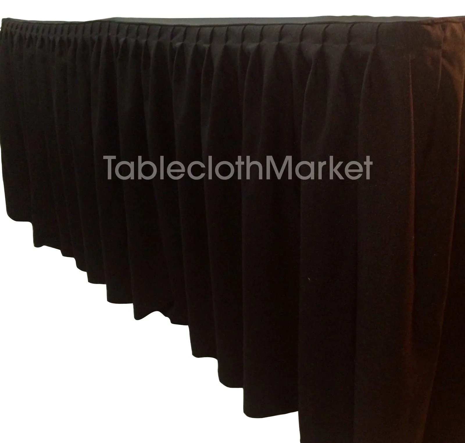 6' Ft. Fitted Table Skirting Cover W/ Top Topper Single Pleated Trade Show Black"