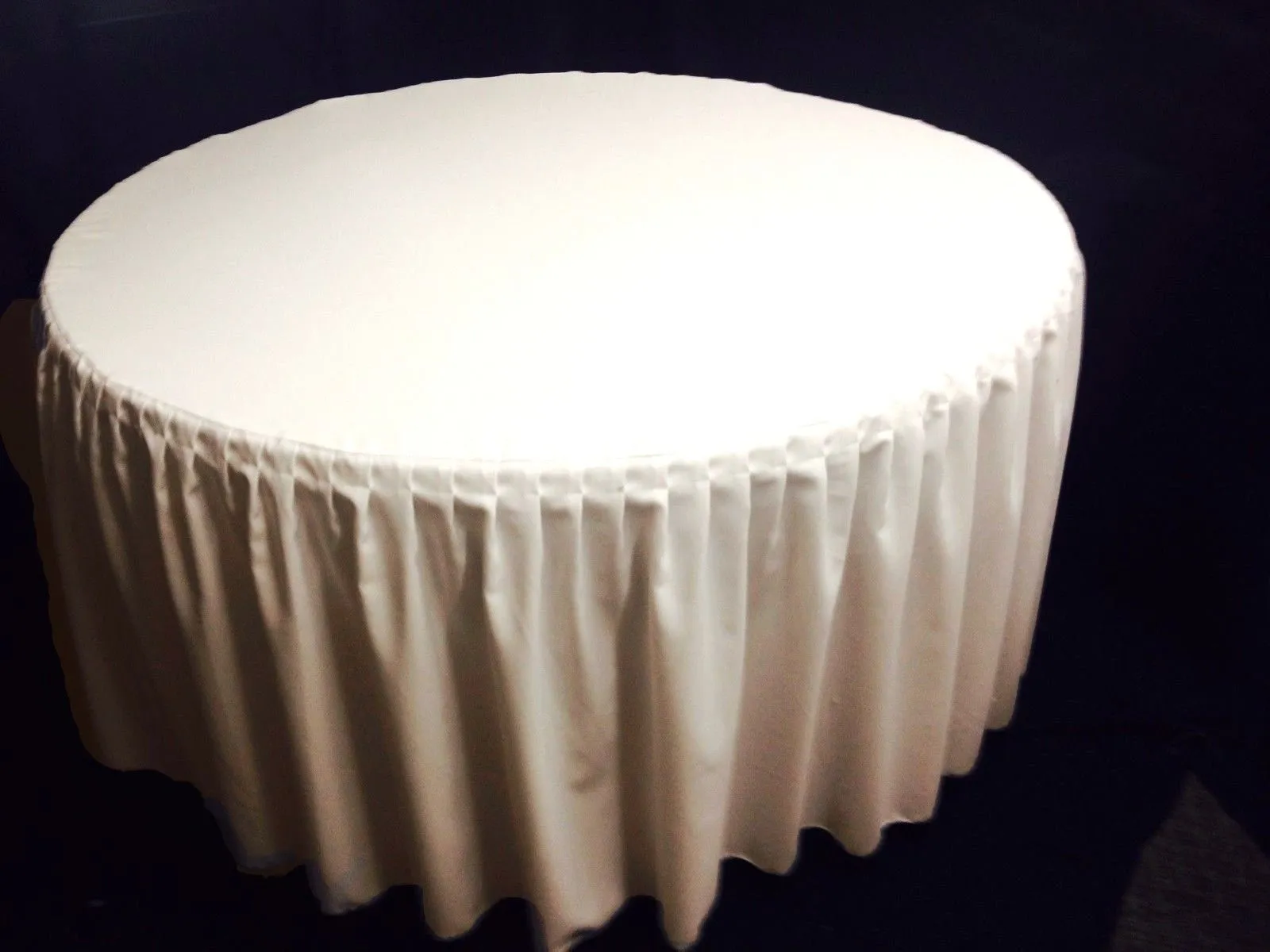 60" Round Pleated Table Cover Skirt Polyester W/ Top Topper Tablecloth 18 Color"