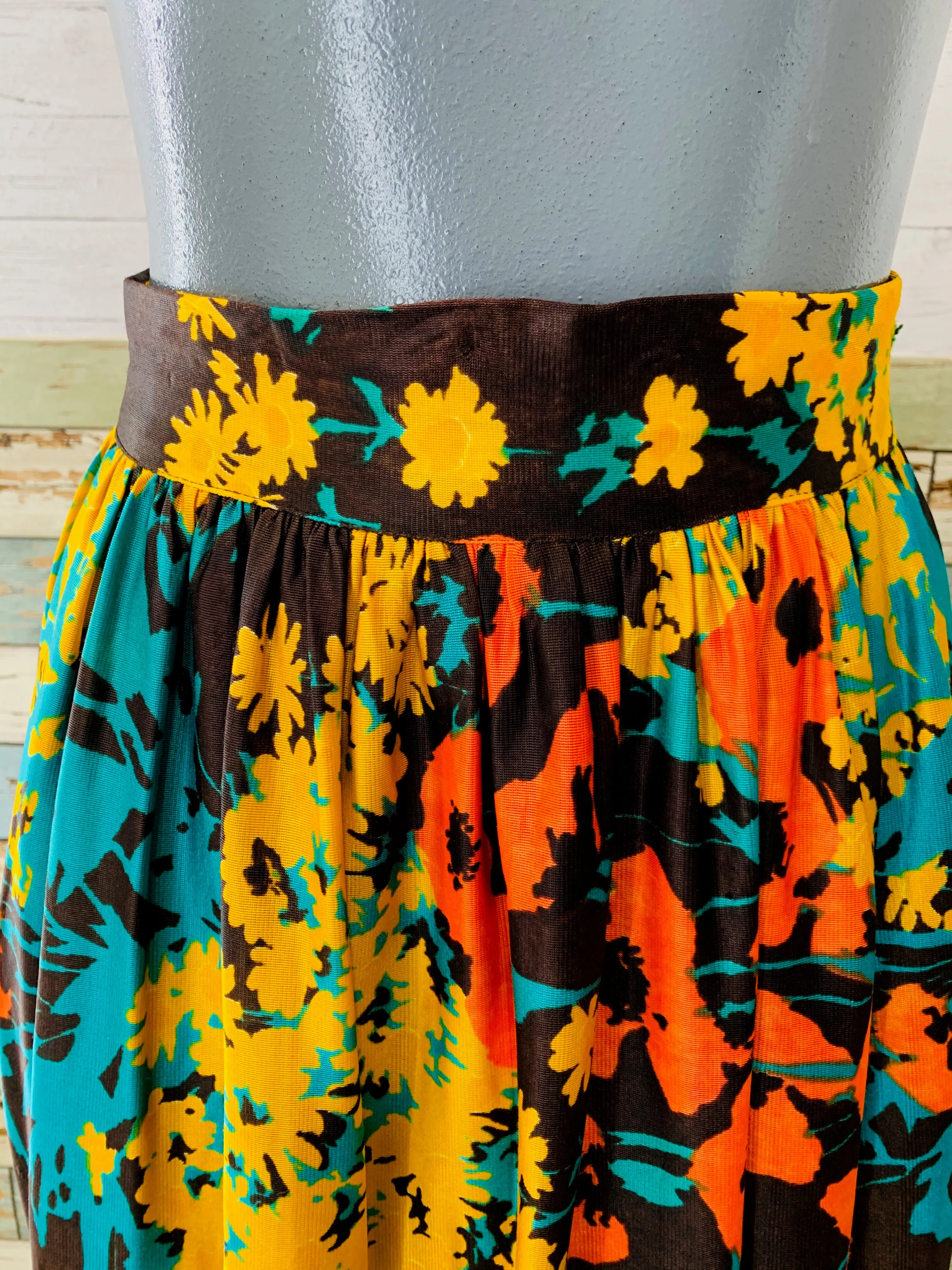 70’s Floral Print Maxi Skirt