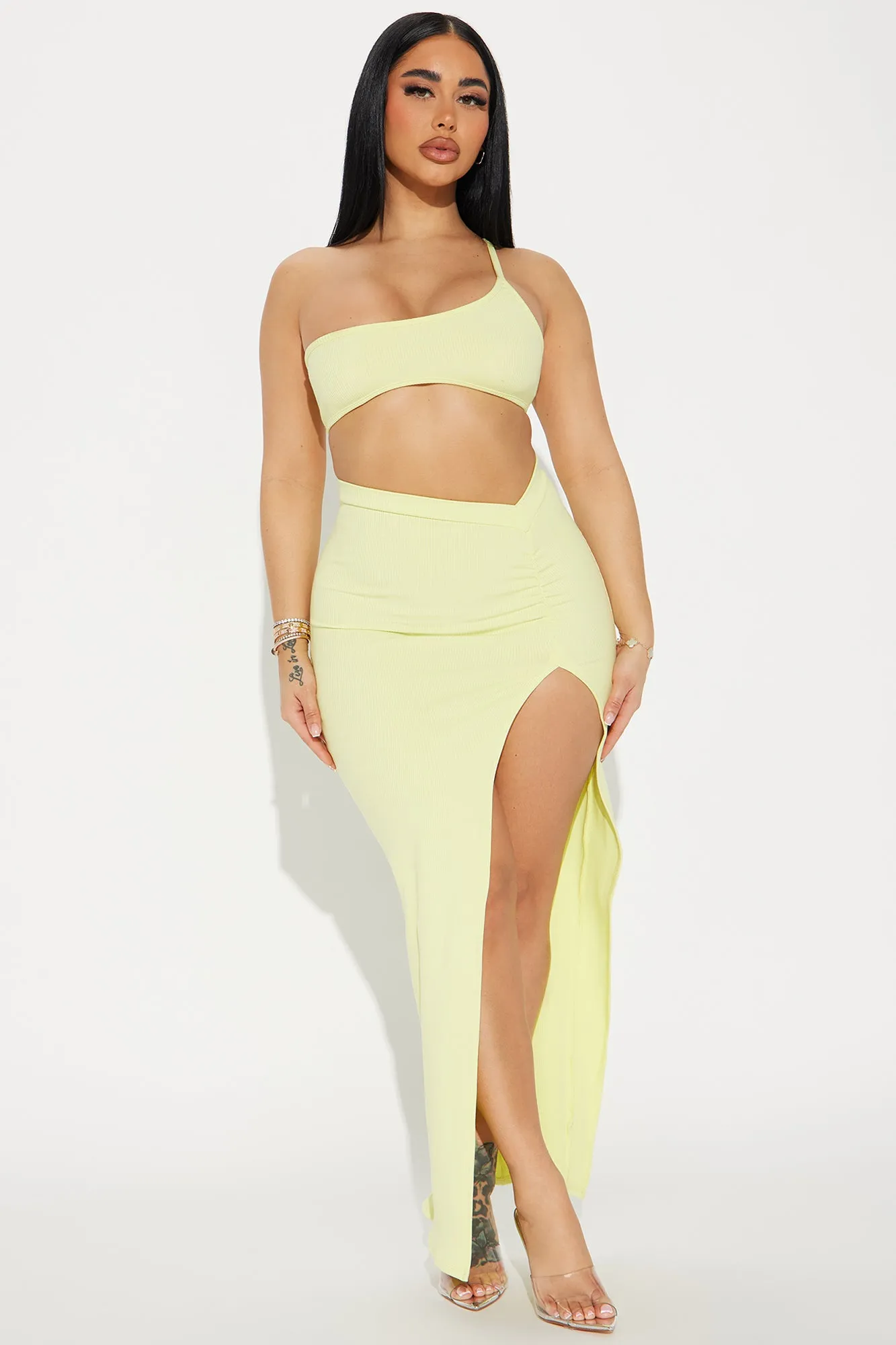 Abbey Snatched Maxi Skirt - Citron