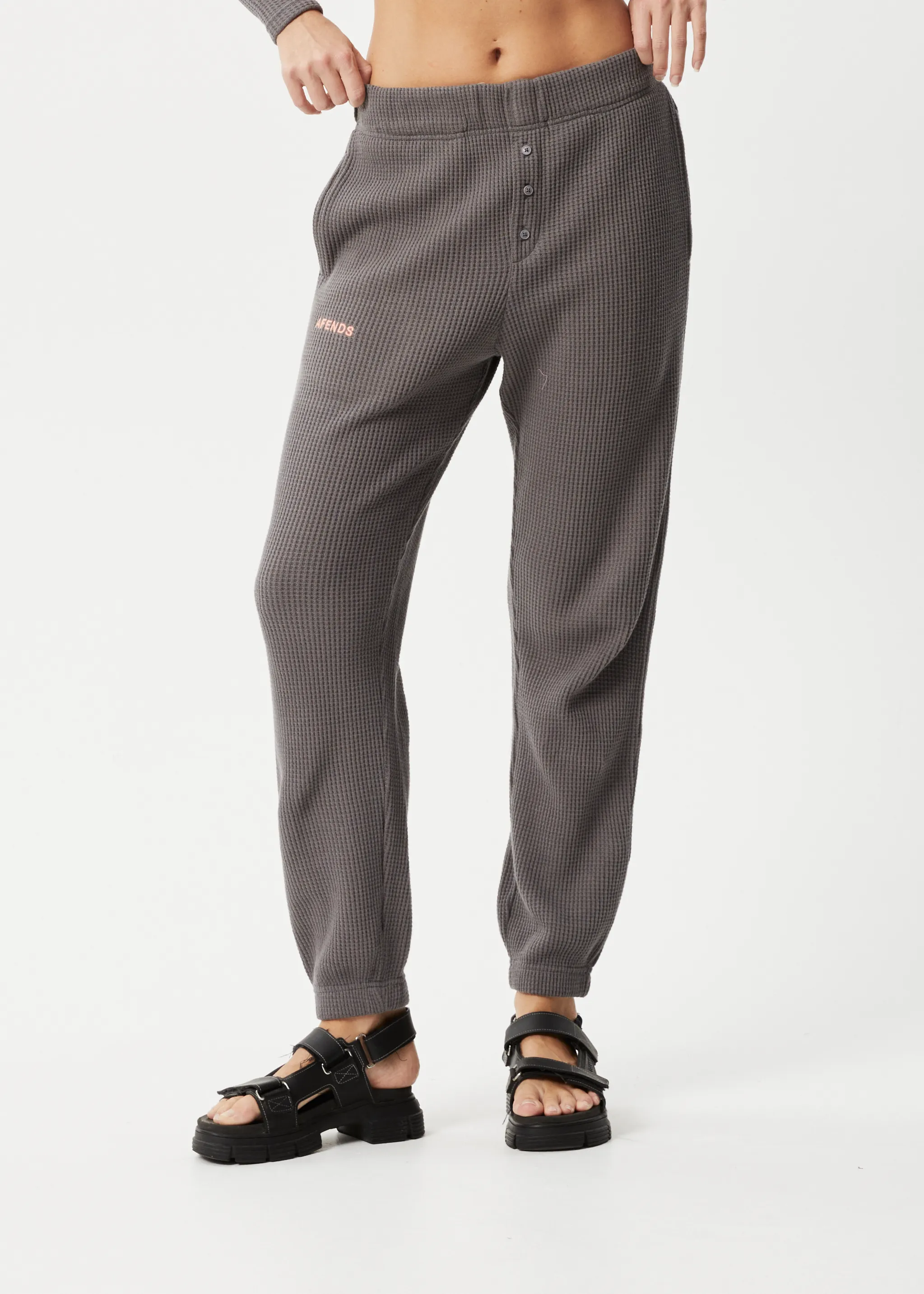 AFENDS Womens Ari - Waffle SweatPants - Steel