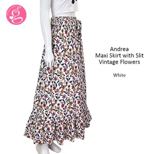 Andrea Maxi Skirt With Slit Vintage Flowers