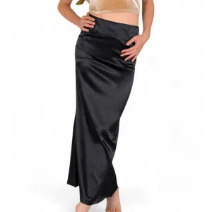 Anna-Kaci Women's High-Waisted Satin Maxi Skirt