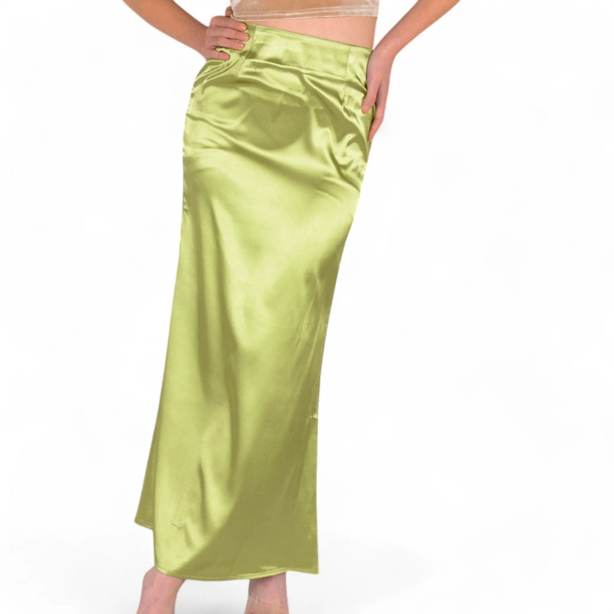 Anna-Kaci Women's High-Waisted Satin Maxi Skirt