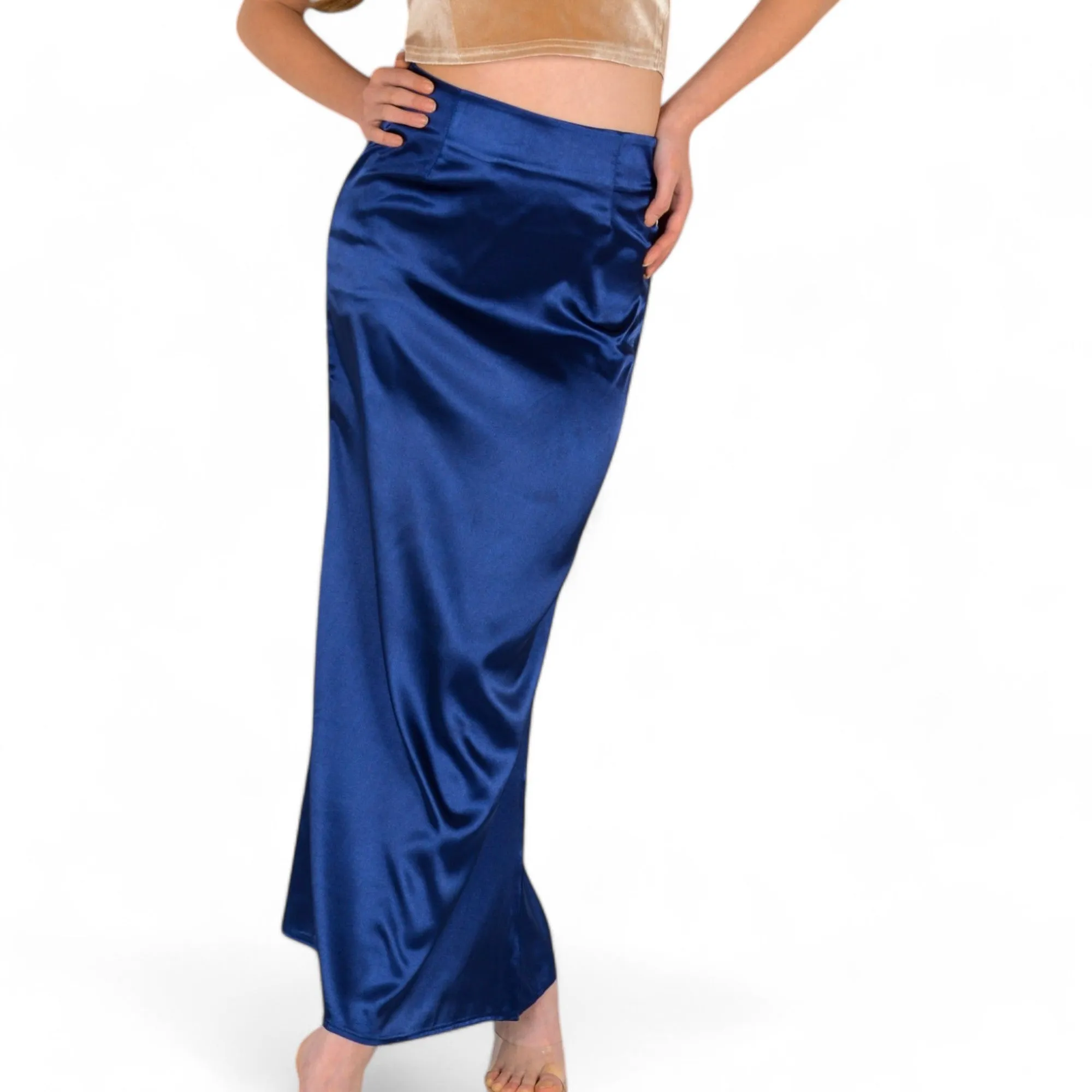 Anna-Kaci Women's High-Waisted Satin Maxi Skirt