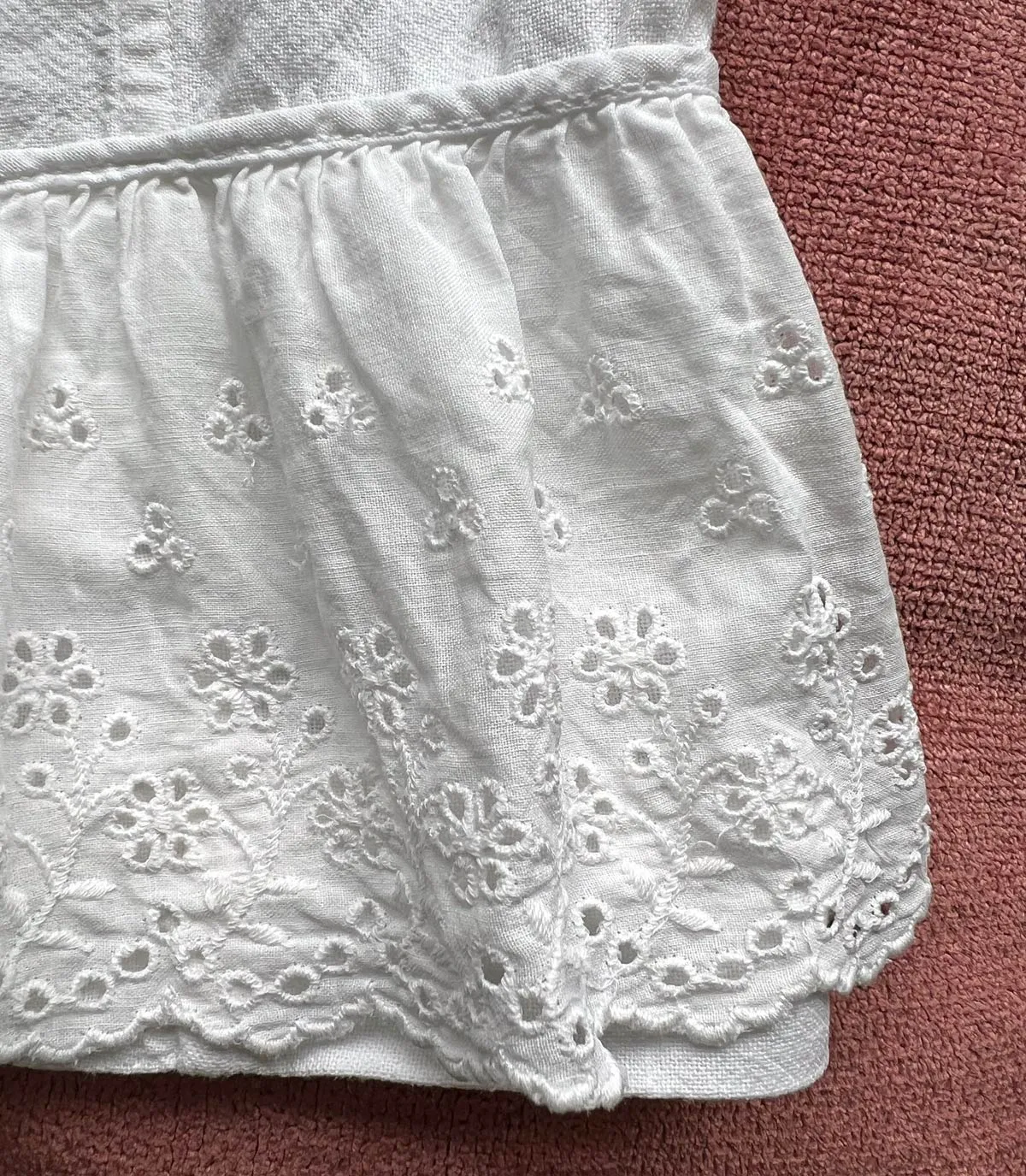 Antique Cotton Eyelet Petticoat Skirt XL 1800s to 1910s Victorian Edwardian Vintage VFG