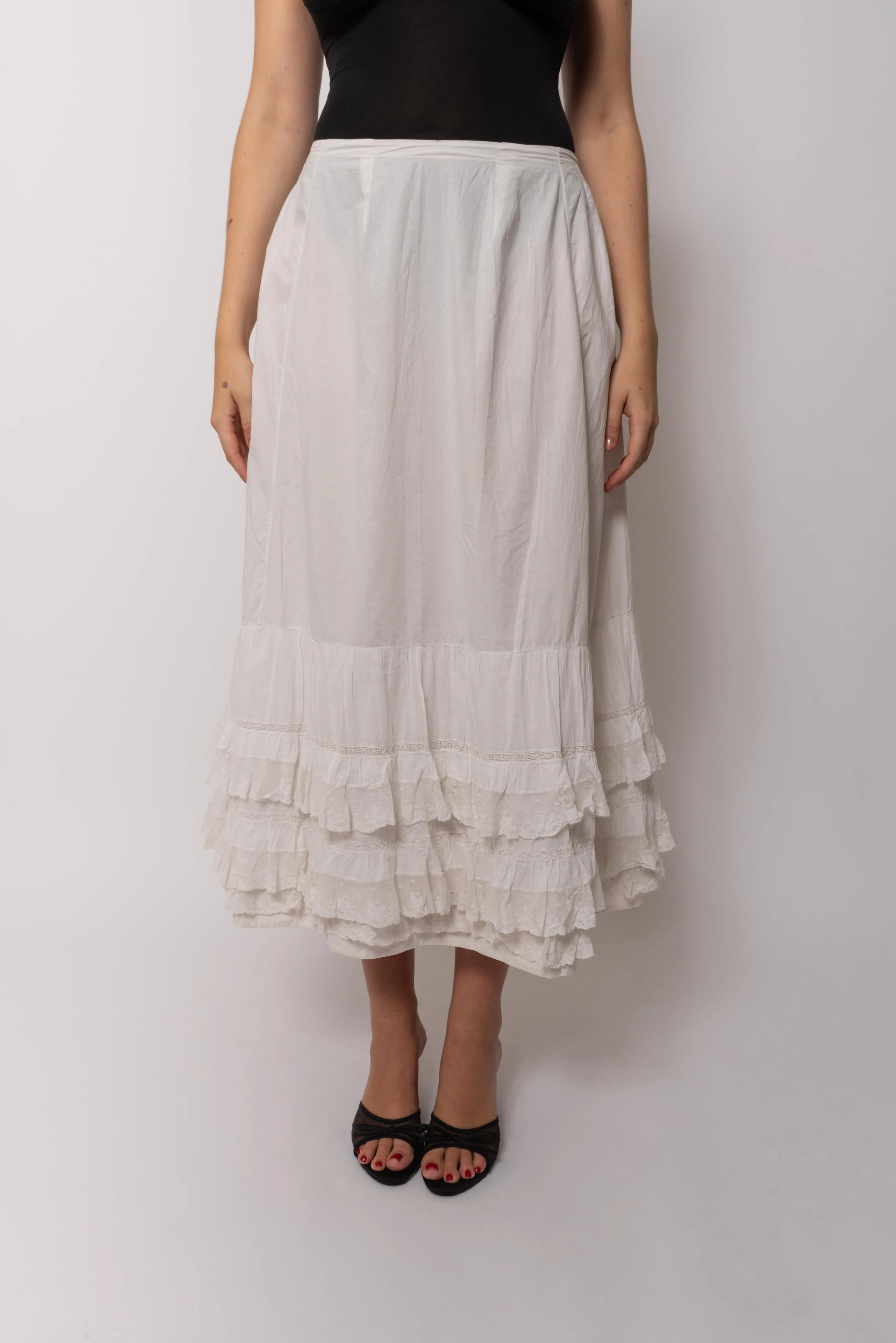 Antique Edwardian White Cotton Petticoat