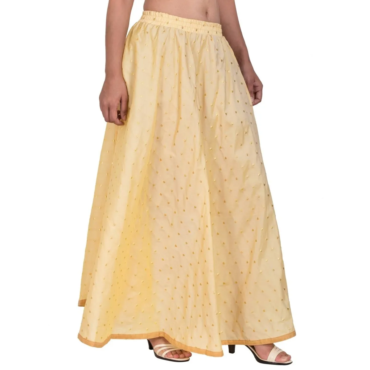 Asmaani Beige Color Golden Zari Work Maxi Skirt