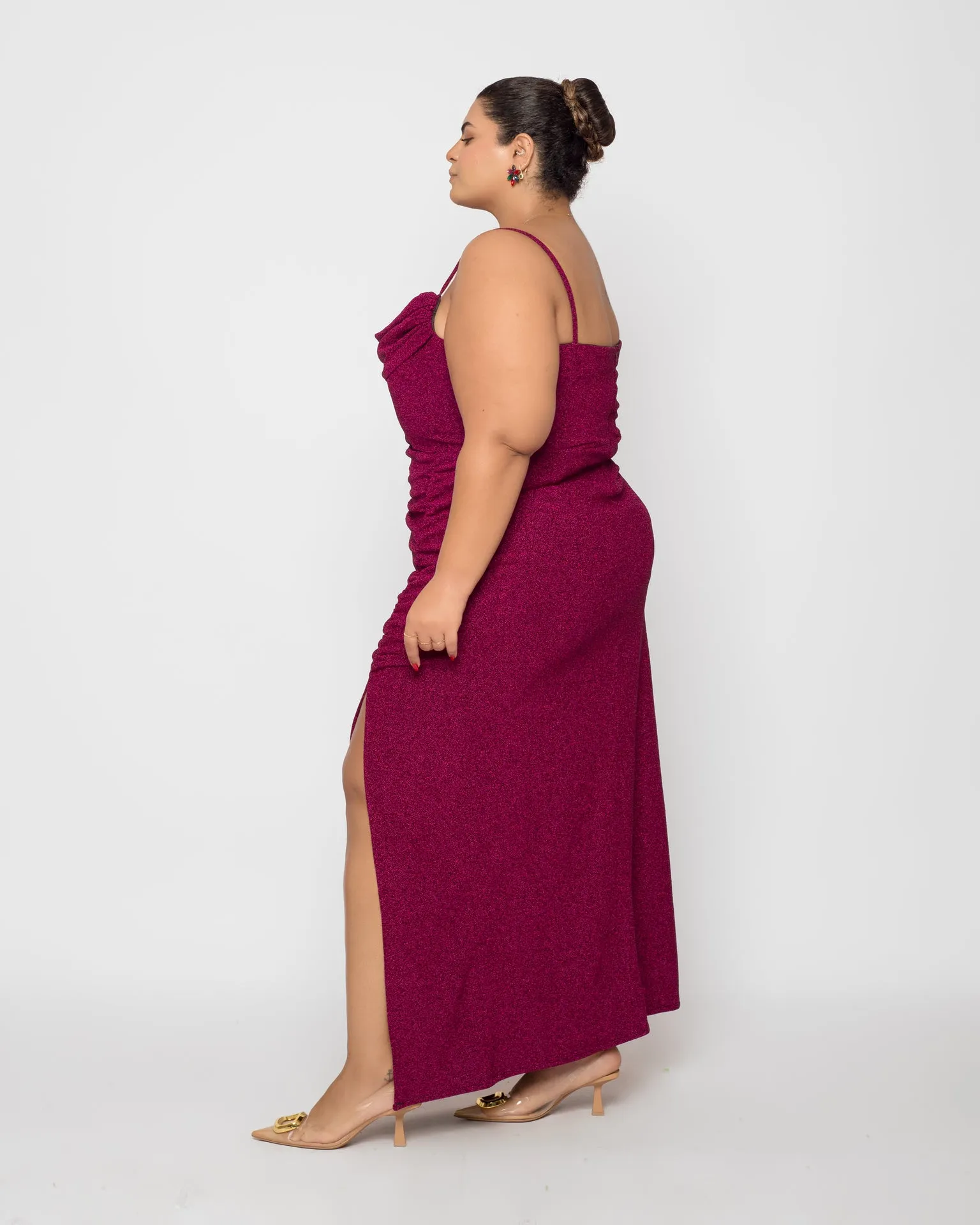 Babe Maxi dress Ruched skirt - Magenta