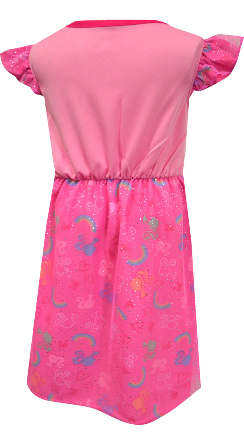 Barbie Pink Sparkle Rainbow Dress Up Nightgown