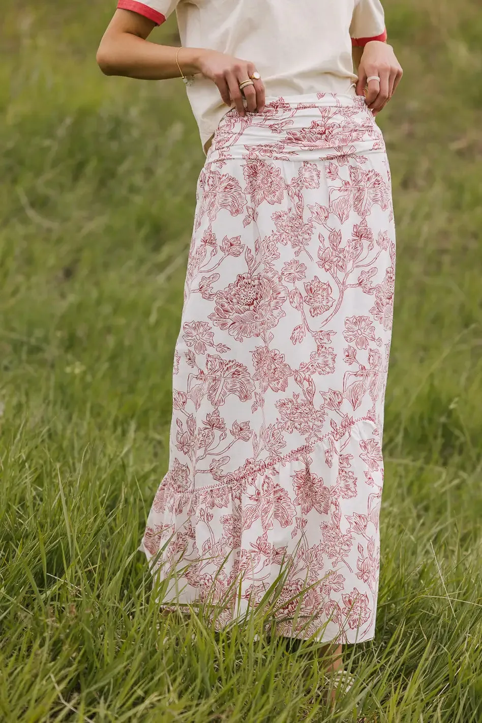 Bastien Floral Skirt in Rust - FINAL SALE