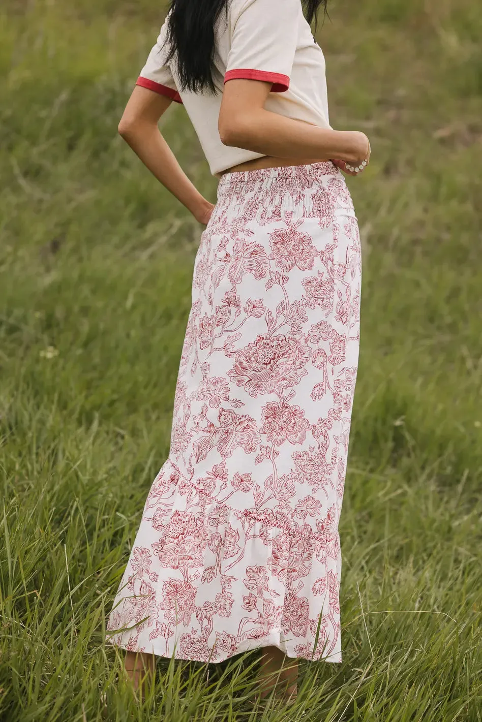 Bastien Floral Skirt in Rust - FINAL SALE