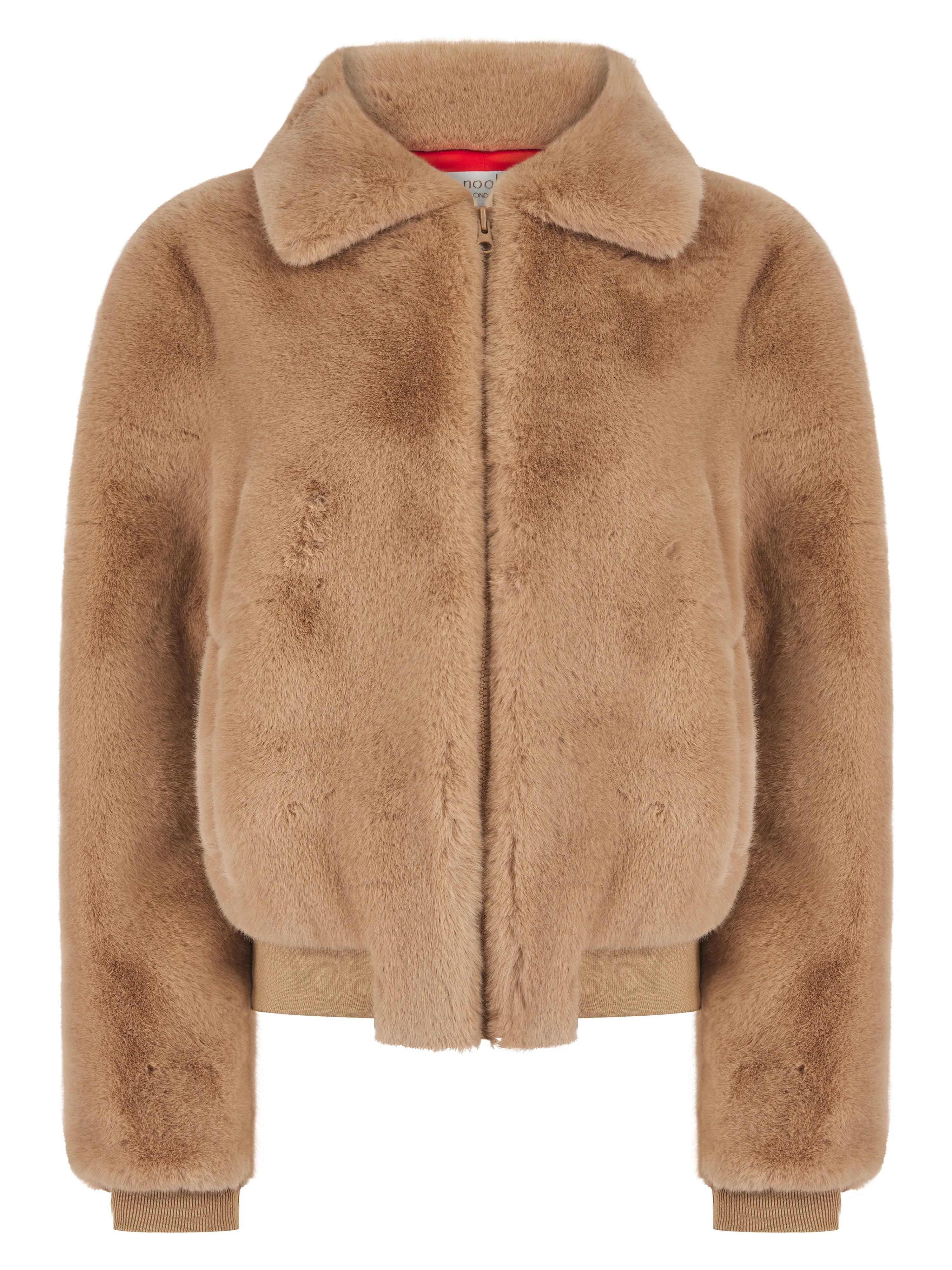 BEATRIX FAUX FUR BOMBER IN CAMEL