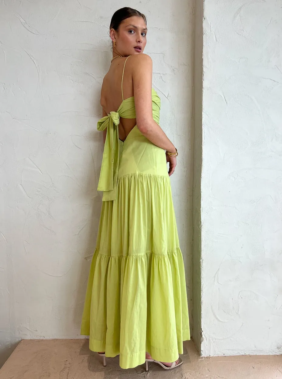 Bec and Bridge Solstice Drop Waist Maxi Dress in Lime