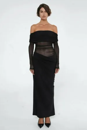 Benni Yasmin Off-Shoulder Maxi Dress Black Size 10