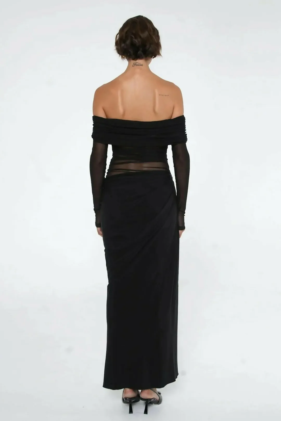 Benni Yasmin Off-Shoulder Maxi Dress Black Size 10