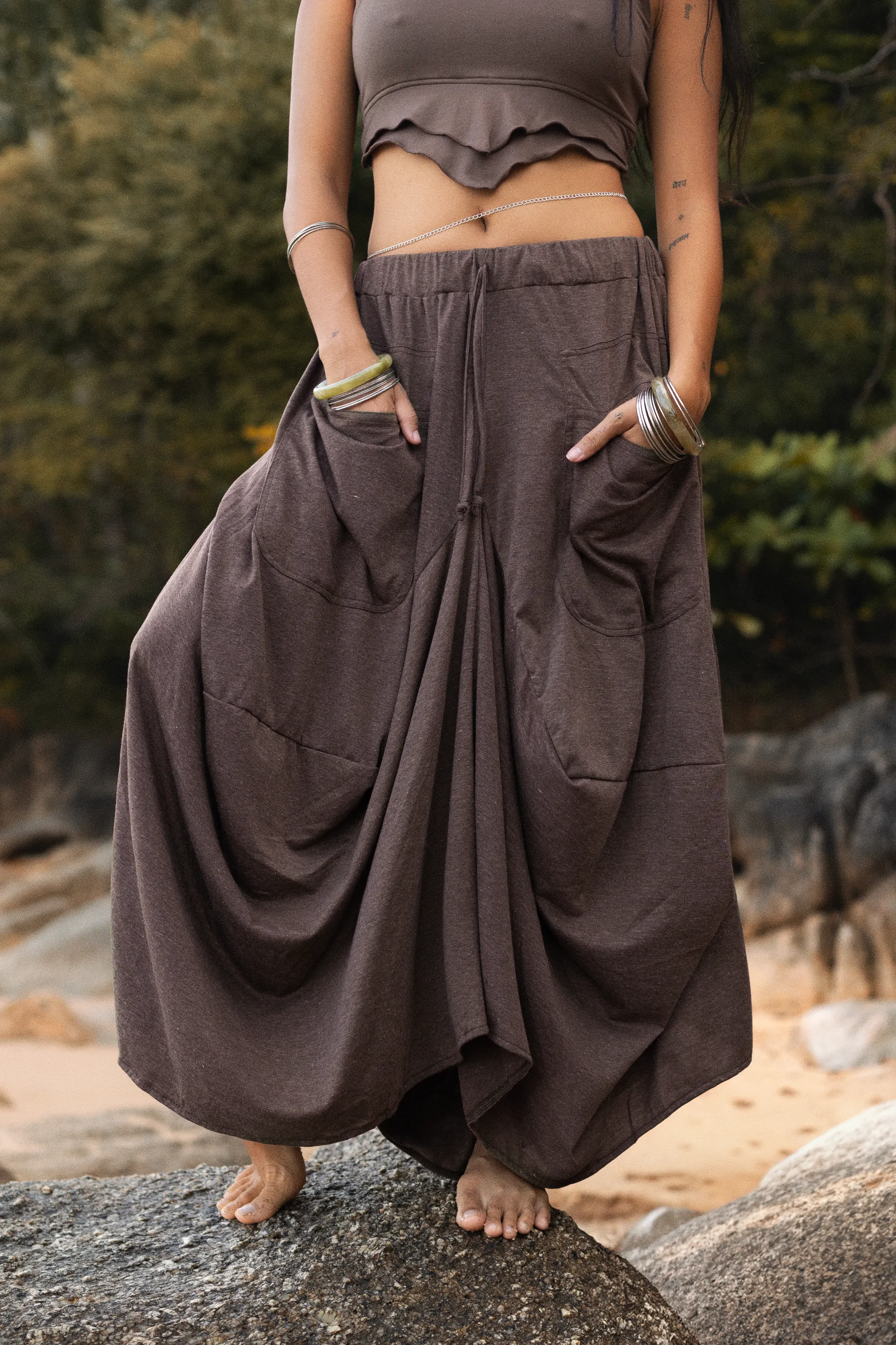 Boho Maxi Skirt Nariya Brown