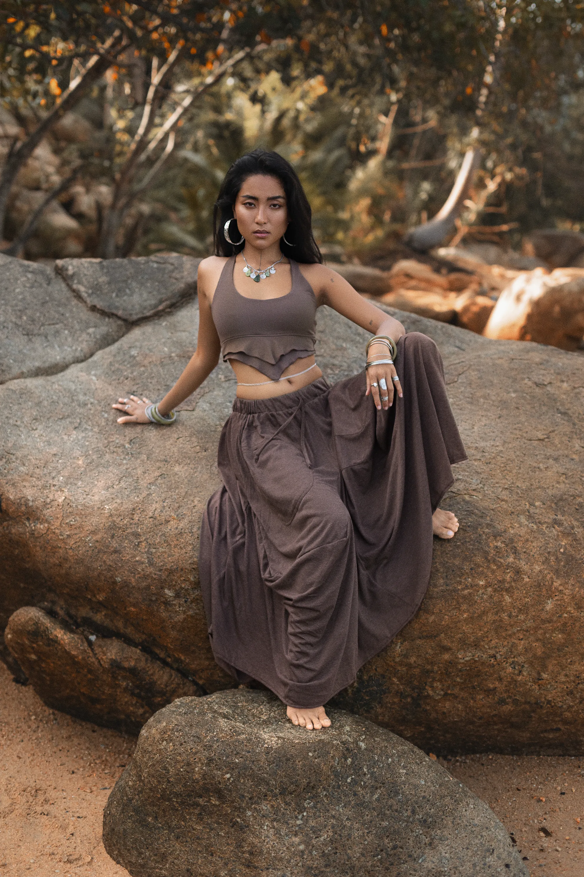 Boho Maxi Skirt Nariya Brown