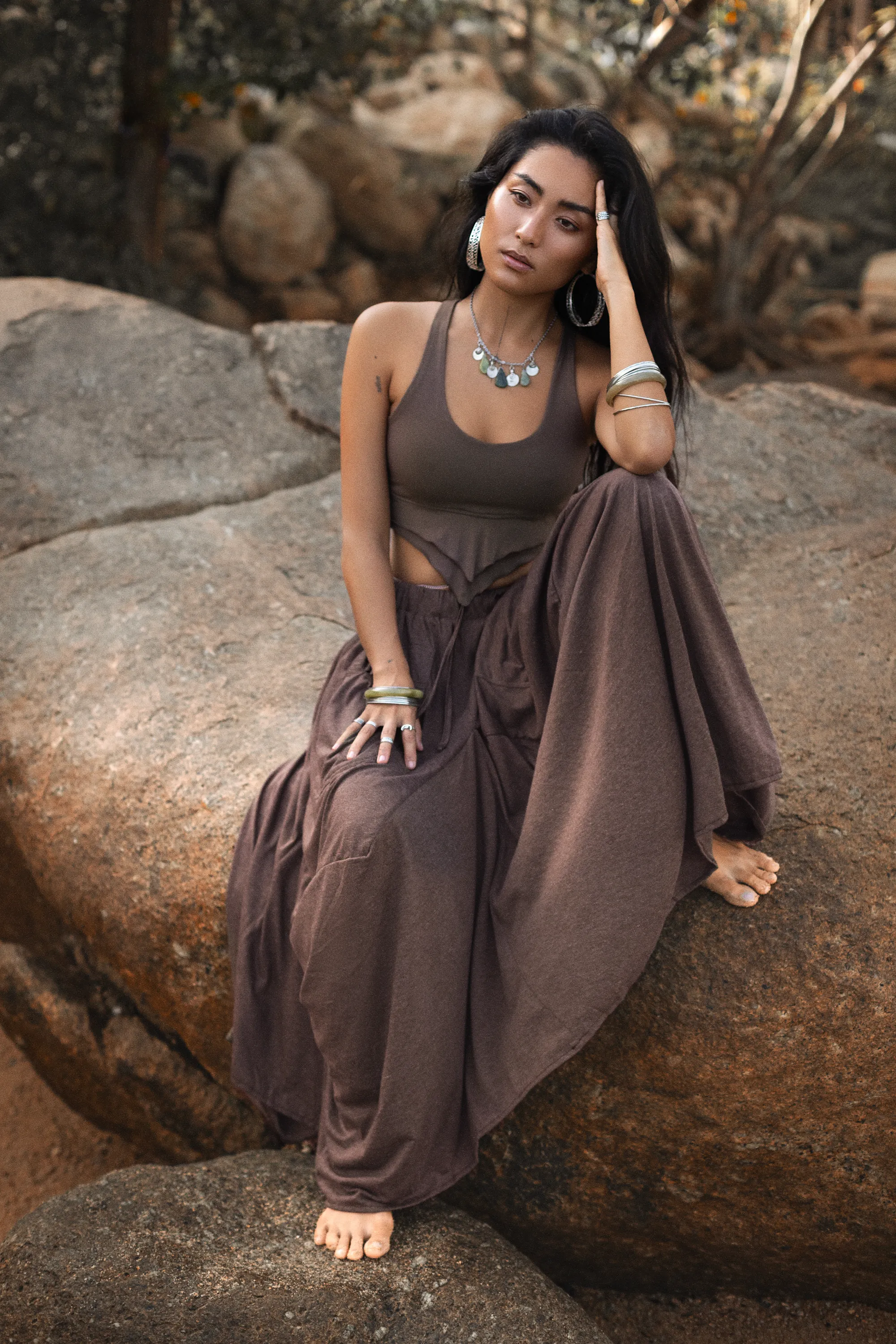 Boho Maxi Skirt Nariya Brown