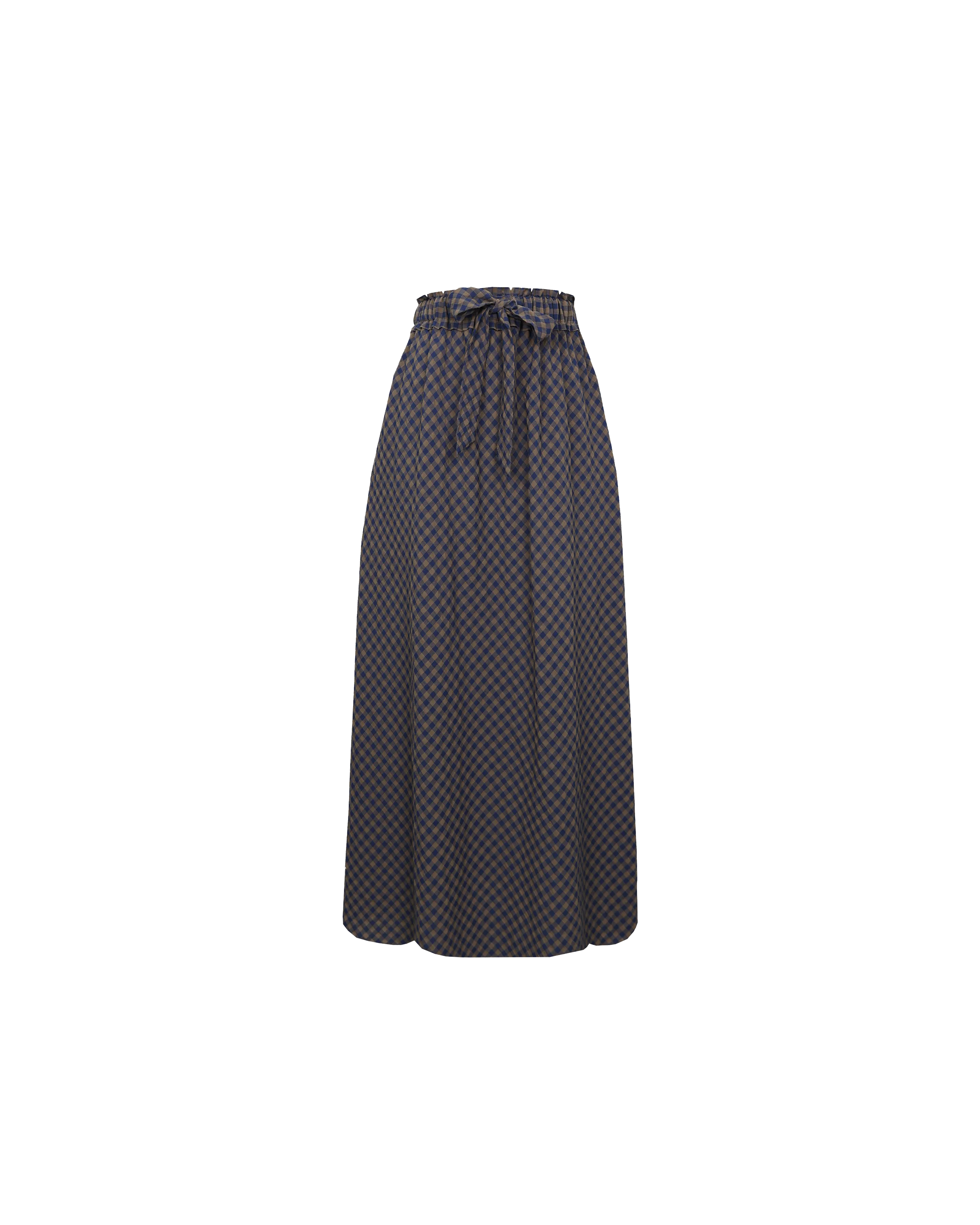 BON GINGHAM SKIRT NAVY BROWN GINGHAM