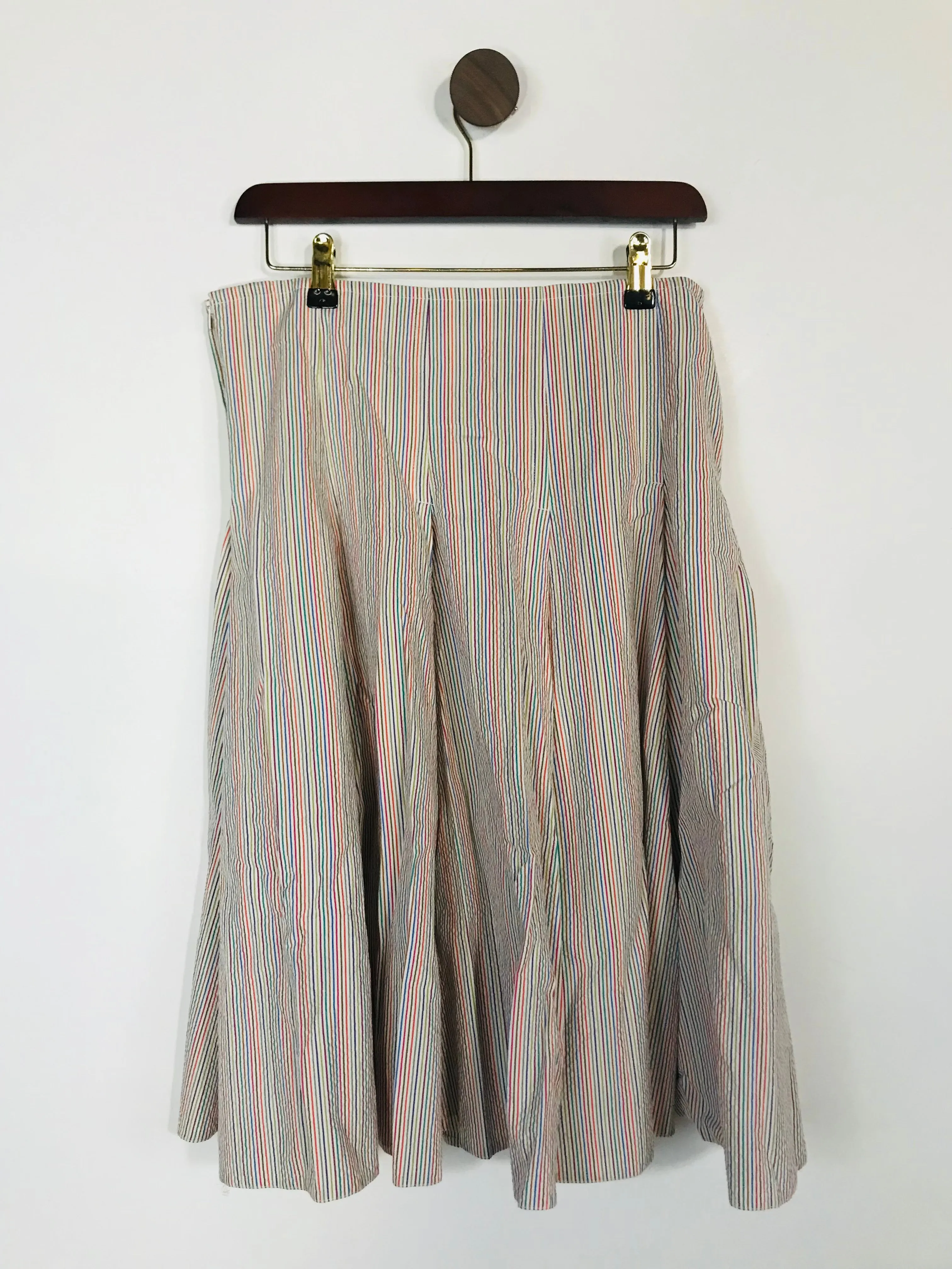 Brora Women's Cotton Striped A-Line Skirt | UK12 | Multicolour