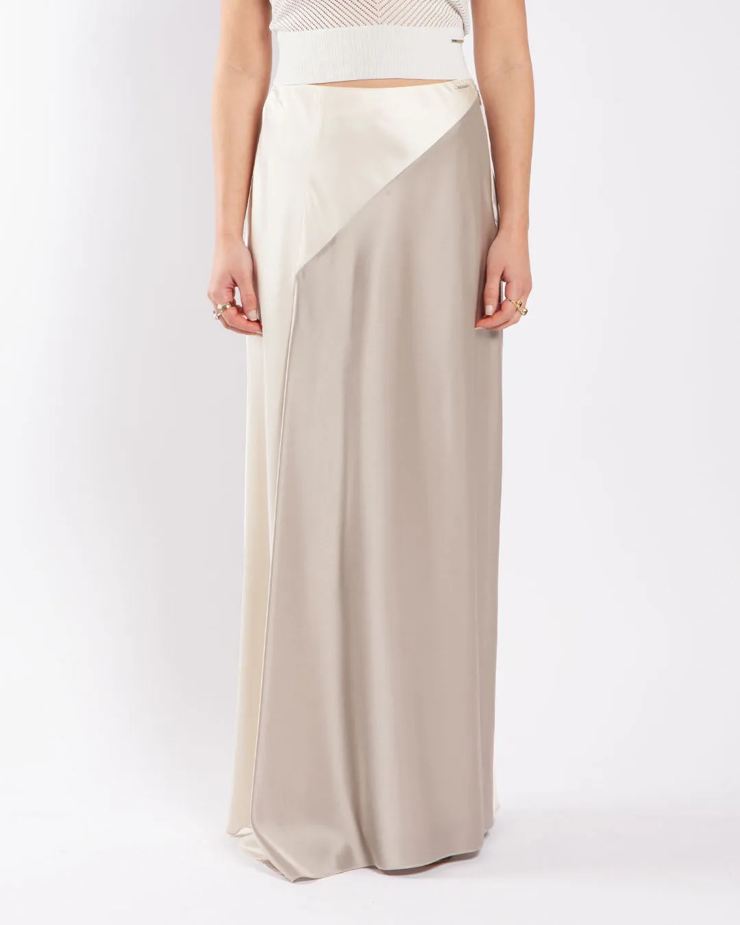 Calvin Klein Fitted Colourblock Maxi Skirt Turtledove/Sand Pebble