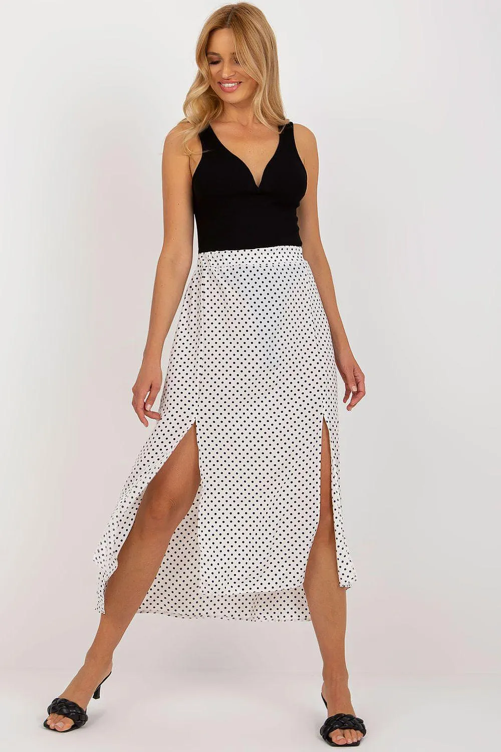 Chic Asymmetrical Polka Dot Maxi Skirt