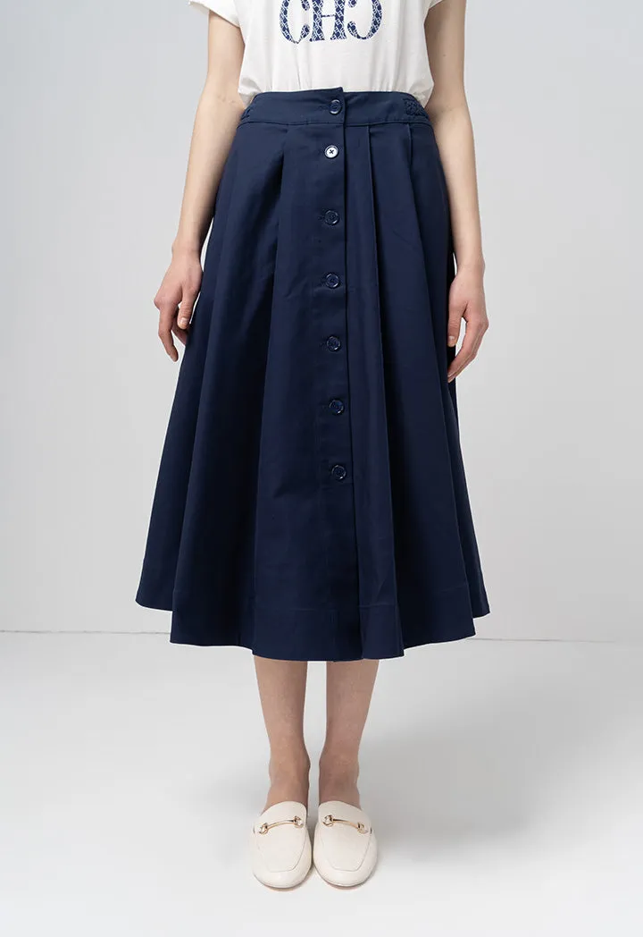 Choice Solid Box Pleated Box Pleated Skirt Navy