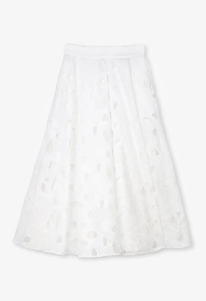 Choice Solid Organza Maxi Skirt Offwhite