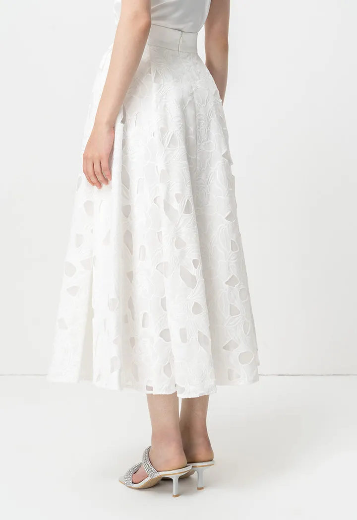 Choice Solid Organza Maxi Skirt Offwhite