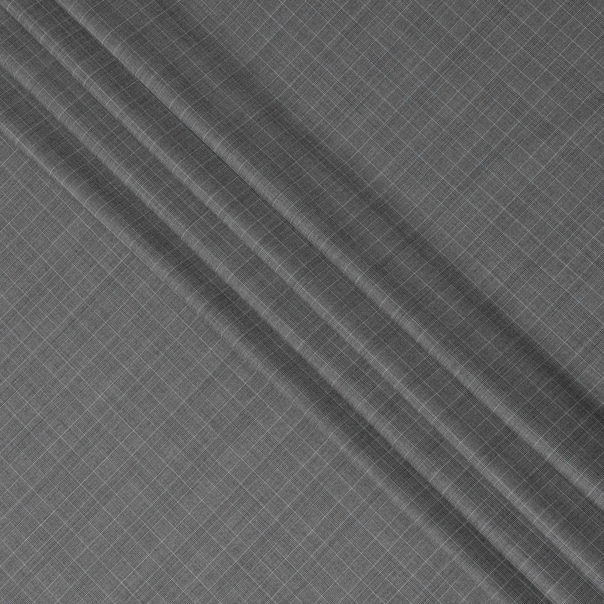 Cloud grey Premium pure English blended super 150's wool and cashmere suiting fabric with same tone and beige checks design-D14822