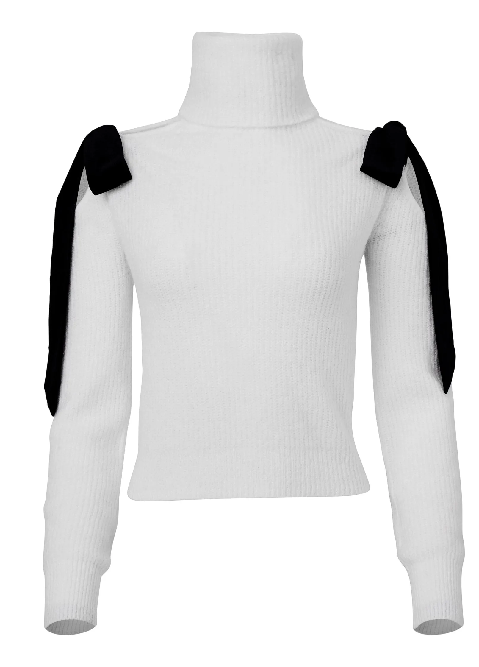 Cold Shoulder Bow Sweater - Off White