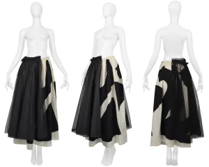 COMME DES GARCONS OFF-WHITE & BLACK ABSTRACT BALL GOWN SKIRT WITH BLACK TULLE 2002