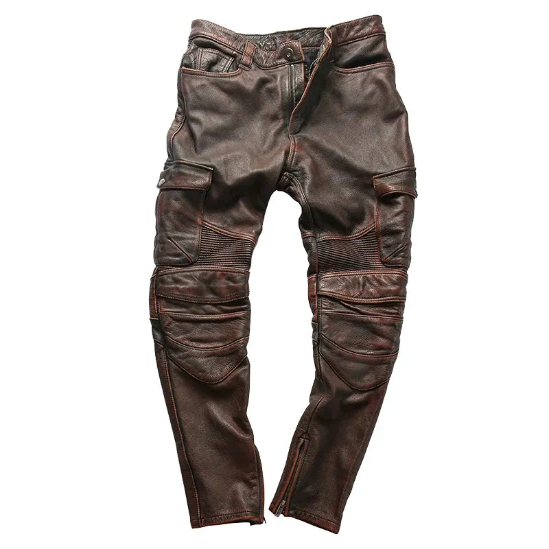 Cowhide Genuine LeatherSlim Sweatpants