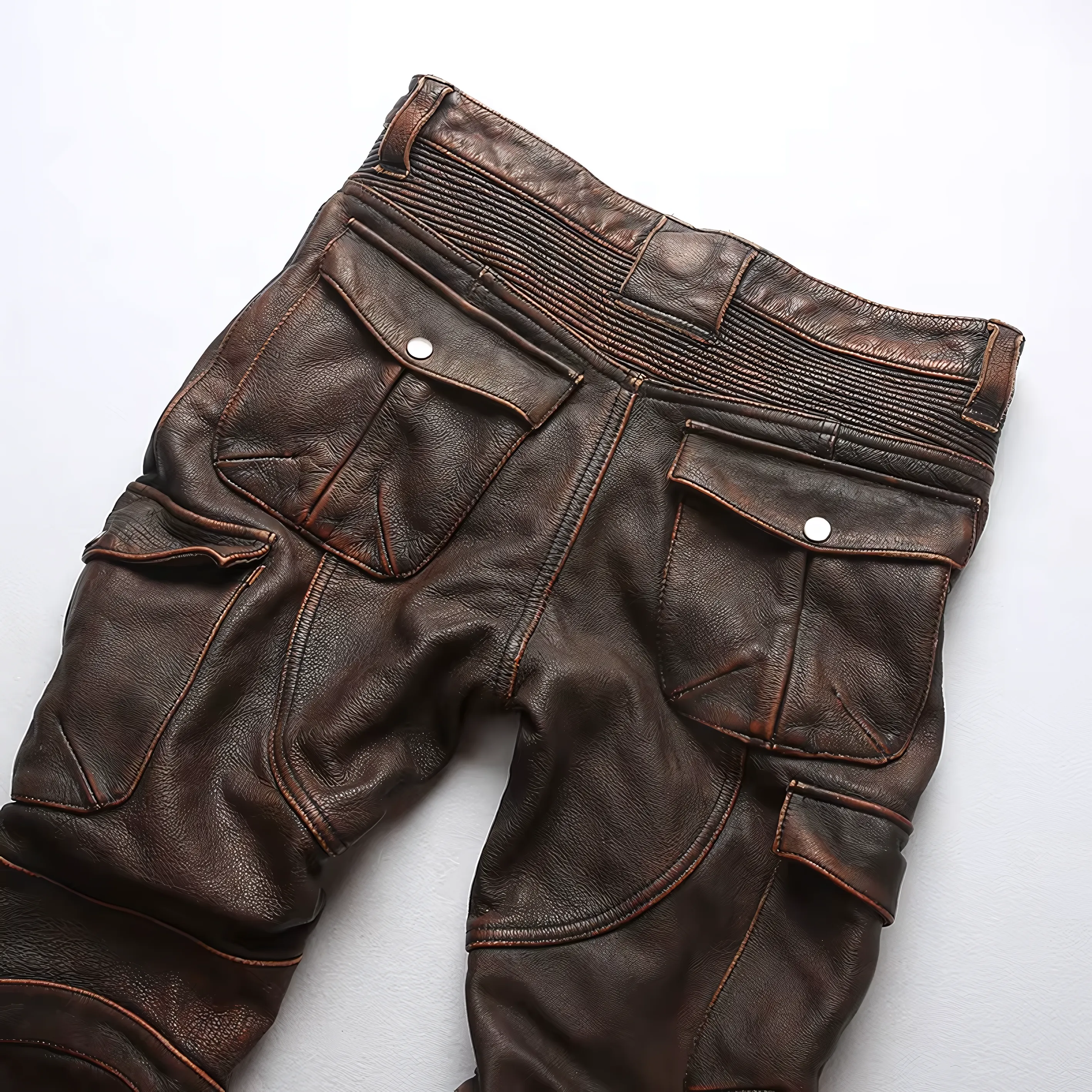 Cowhide Genuine LeatherSlim Sweatpants