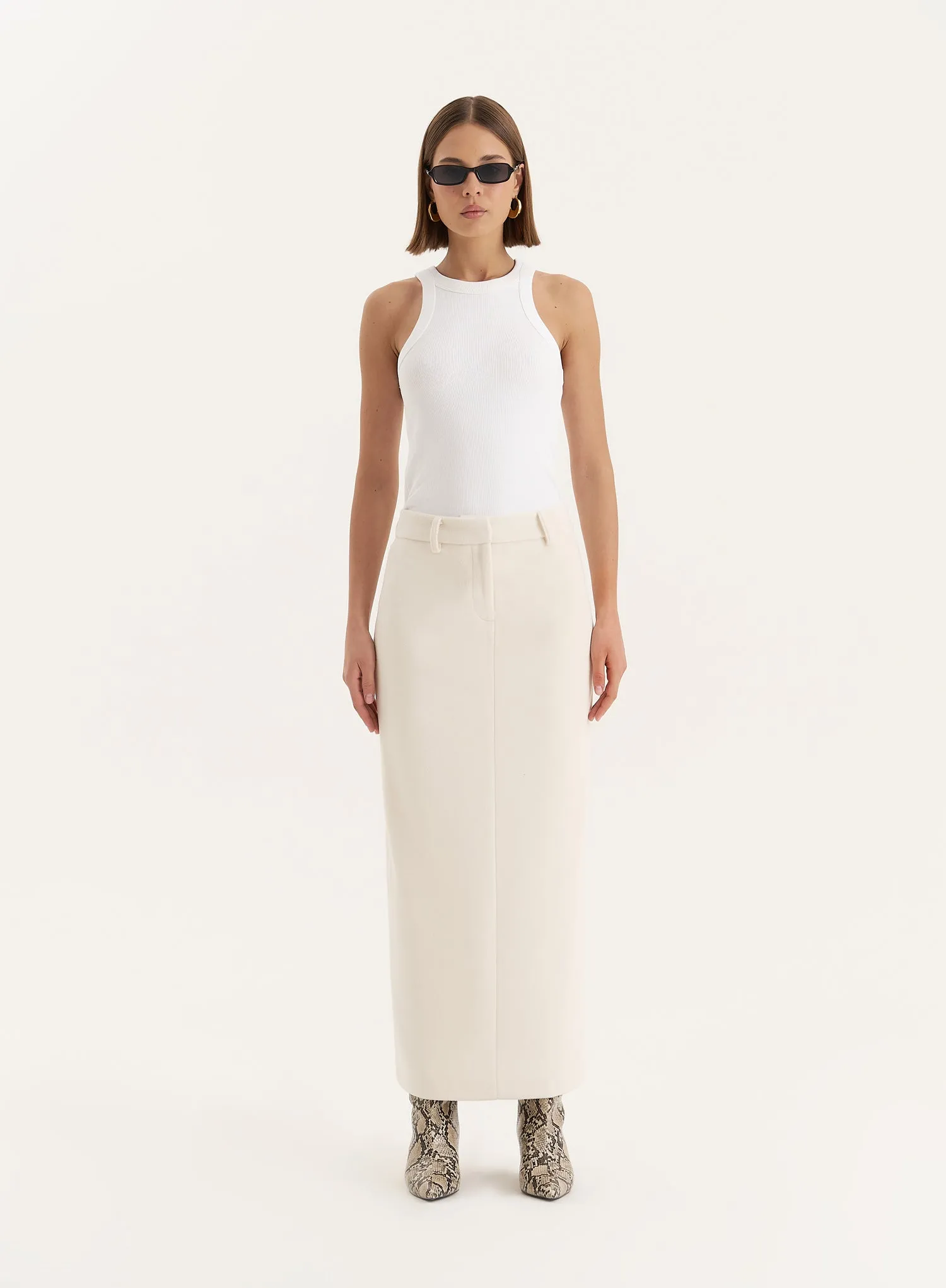 Cream Column Maxi Skirt- Shelly