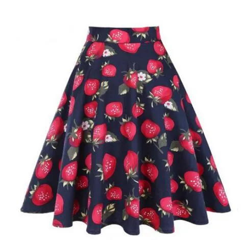 Daily Casual Cotton Midi Skirt Women Retro Vintage Sundress Spring Summer High Waist Office Korean School Cotton A-line Skirts