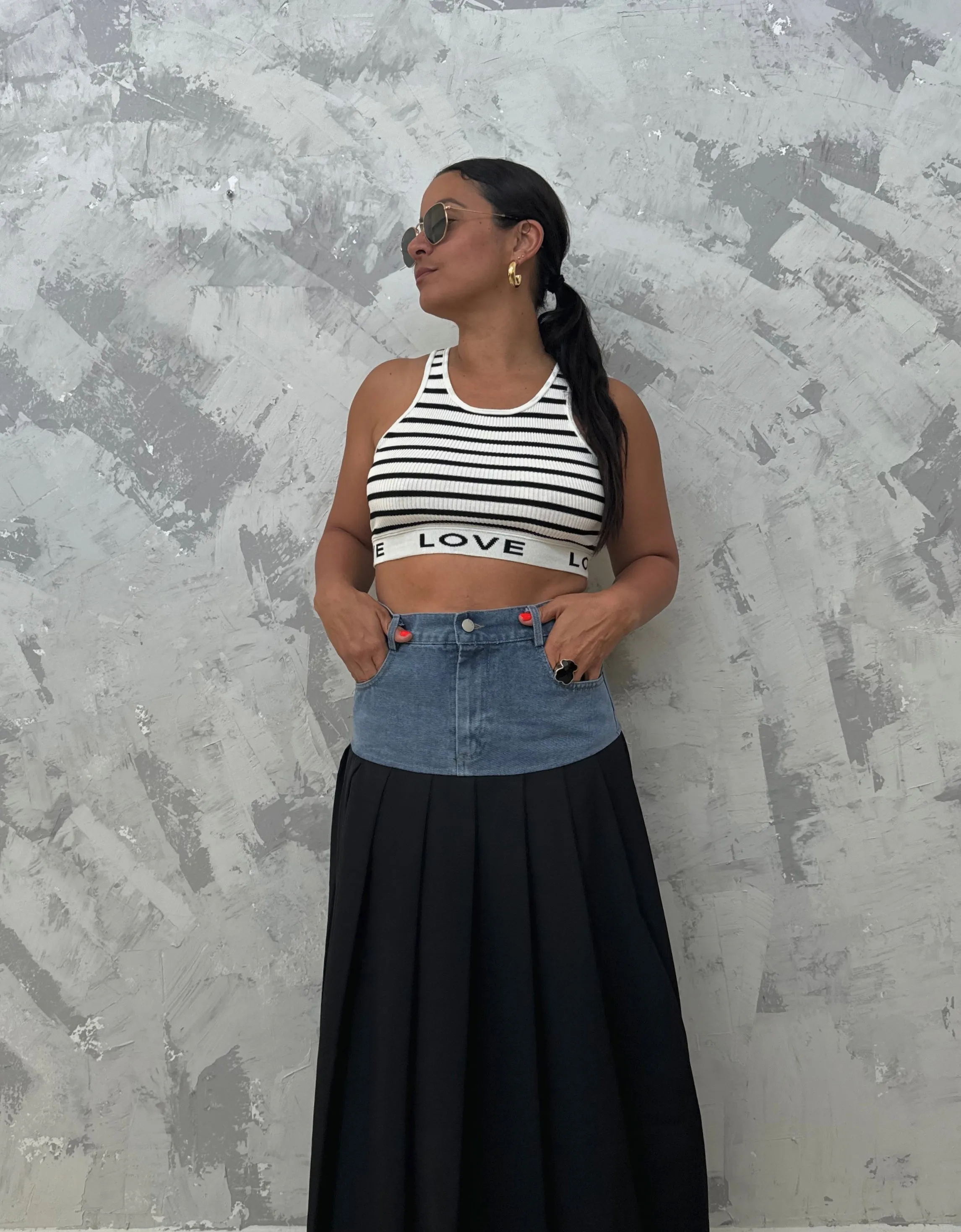 Denim Contrast Skirt