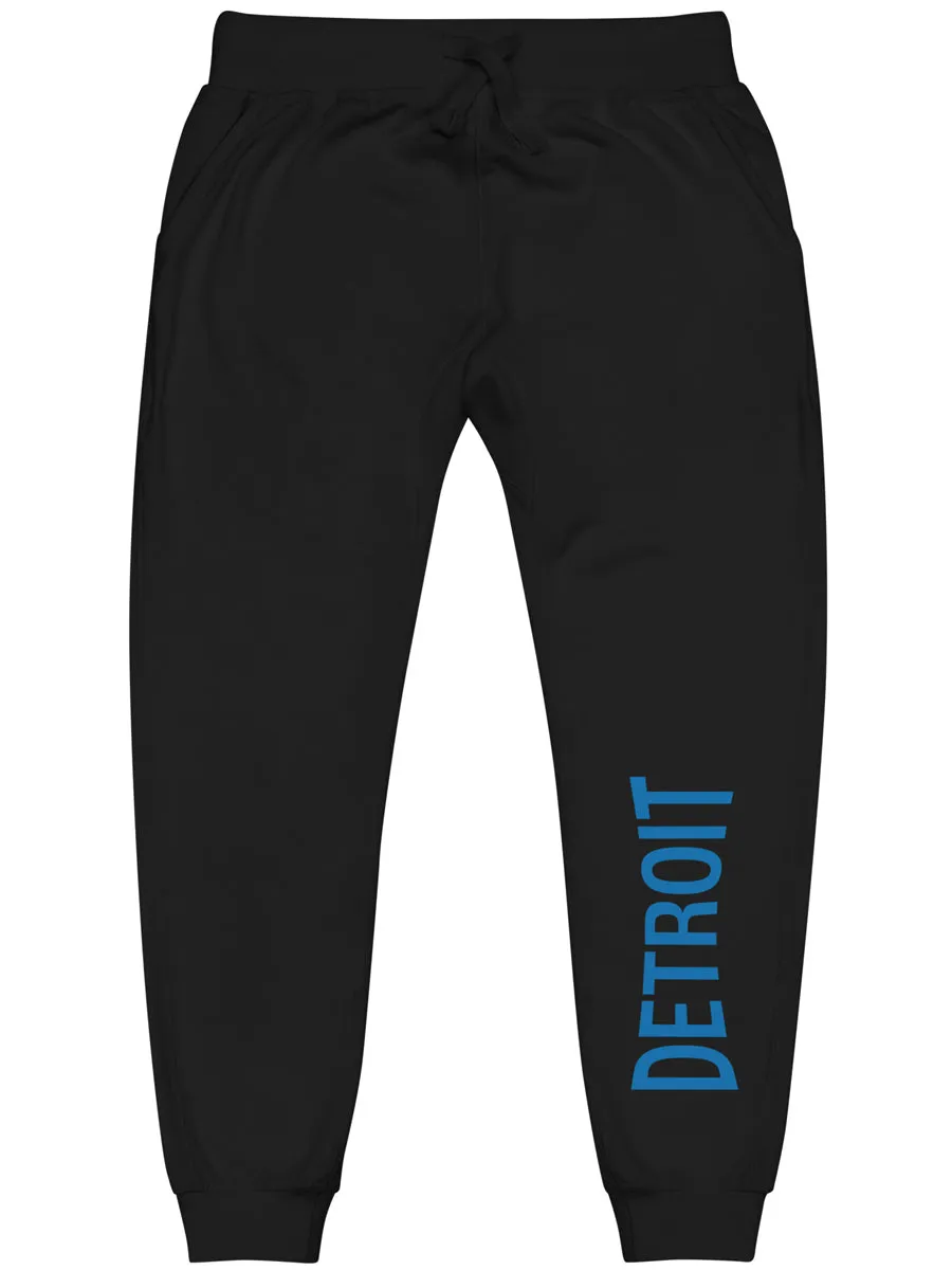 Detroit Champ Premium Unisex Fleece Sweatpants - Black / Blue