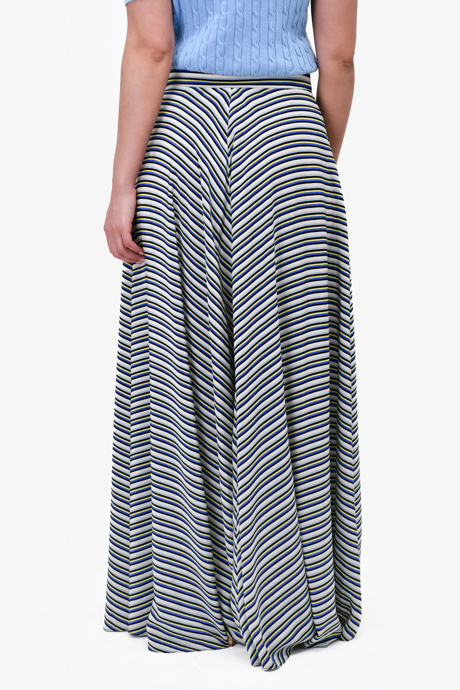 Diane Von Furstenberg Blue/Yellow Striped Maxi Skirt Size 4