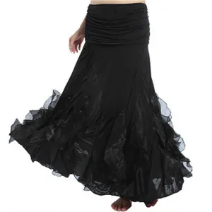 Draped Maxi Ballroom Skirt with Ruffles