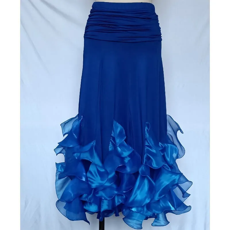 Draped Maxi Ballroom Skirt with Ruffles