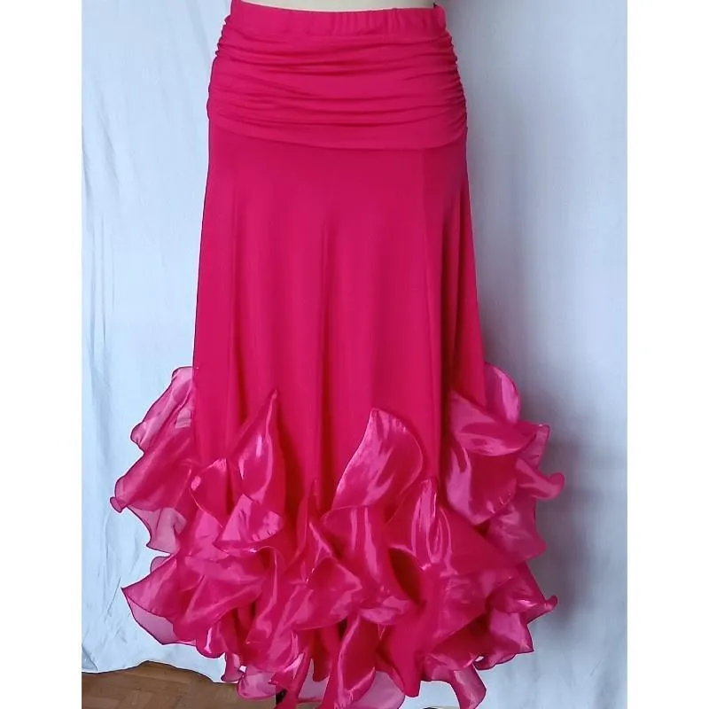 Draped Maxi Ballroom Skirt with Ruffles